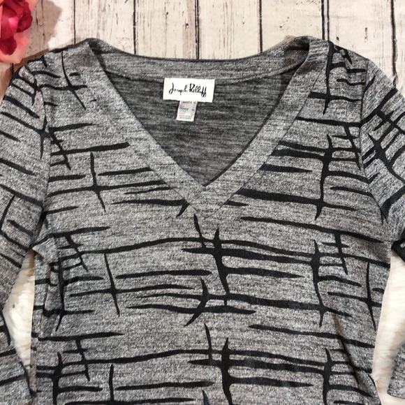 Joseph Ribkoff Shimmer Geometric Asymmetrical Top - Picture 4 of 11